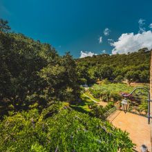 Green garden with trees and Mediterranean vegetation at a rural retreat