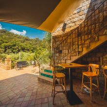 Beautiful stone farmhouse surrounded by Mediterranean vegetation