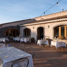 The outdoor restaurant, the character of a place with a past The outdoor restaurant of the agriturismo between Taormina and Catania