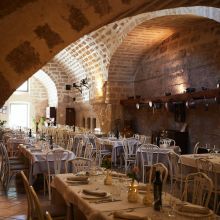 A taste of Puglia, served with warmth Restaurant interior with traditional details at a wine estate in Apulia
