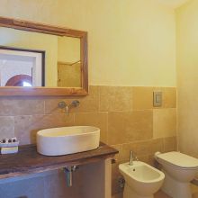Bathroom of a deluxe room, a touch of Puglia also in the bathroom Bathroom of a deluxe room at the country stay Ostuni